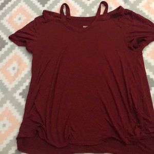 Red high low shirt